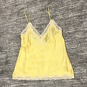 Gold Hawk Yellow Silk Lace Trim Cami Size Small